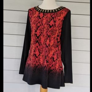 Red & Black Snakeskin Print Tunic by Peter Nygard